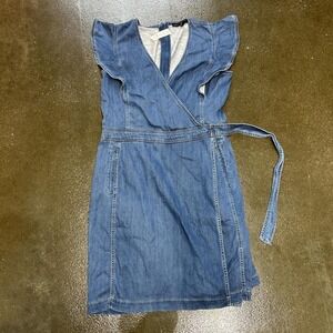 White House Black Market Light Wash Denim Size 14 Medium Mini Dress - NWT $160